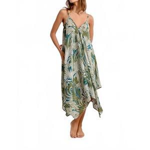 NEW MOLLY BRACKEN women's tropical tank dress in khaki kala